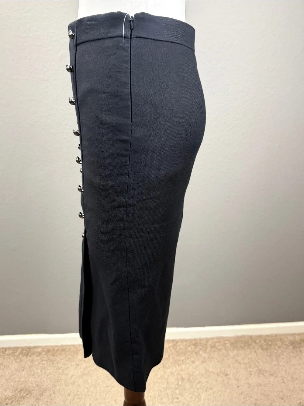 Banana Republic Heritage Collection NWT Black Midi Button Pencil Skirt Sz 2P